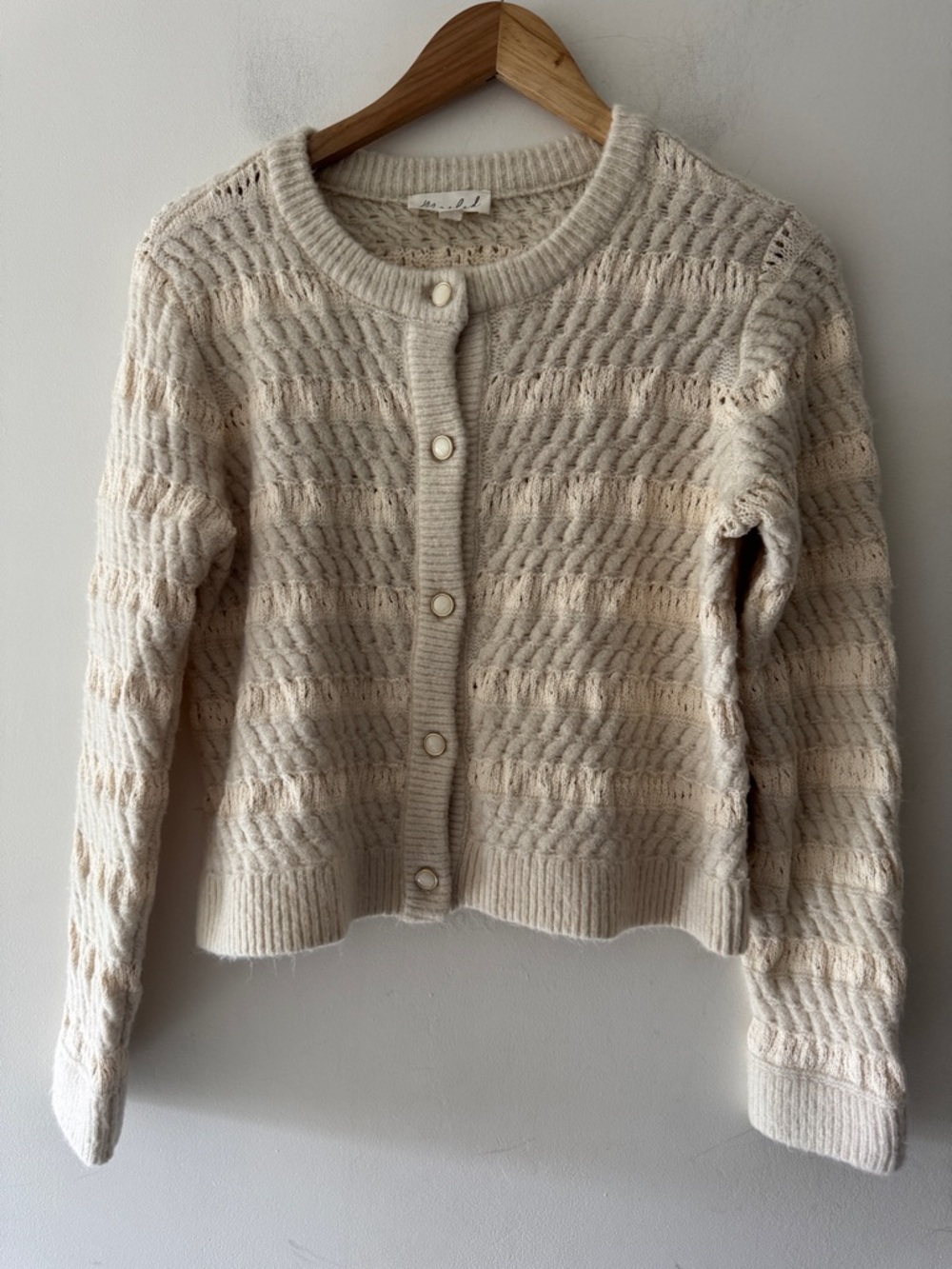 Marled Cream Knit Cardigan‎ Button Front Sweater